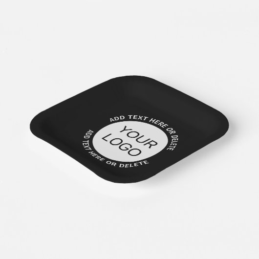 ビジネスロゴまたは任意のイメージおよび編集可能文字 ペーパープレート (傾斜あり)