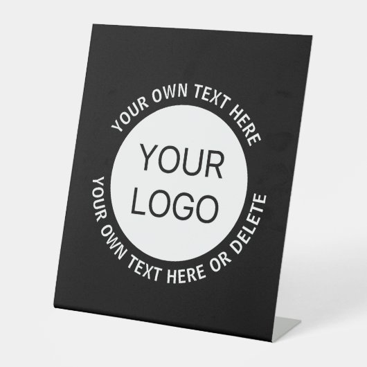 ビジネスロゴまたは任意のイメージおよび編集可能文字 台座サイン (正面)