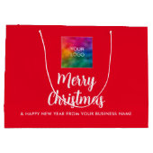 ビジネスロゴをここにアップロードテンプレートメリークリスマス ラージペーパーバッグ (裏面)