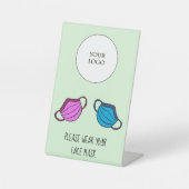 ビジネスロゴを使用して顔マスクを衣服する 台座サイン (正面)