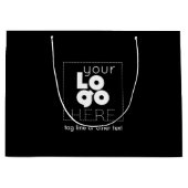 ビジネスロゴを追加する大型ブラック紙ショッピングバッグ ラージペーパーバッグ (正面)