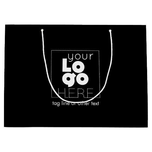 ビジネスロゴを追加する大型ブラック紙ショッピングバッグ ラージペーパーバッグ (正面)
