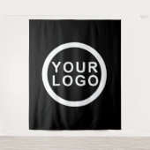 ビジネスロゴイベントモダンの黒い背景 タペストリー (正面)