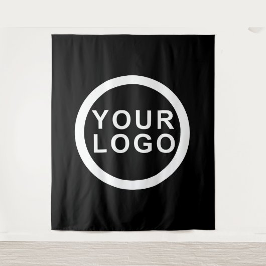 ビジネスロゴイベントモダンの黒い背景 タペストリー (正面)