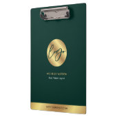 ビジネスロゴエメラルドグリーン&金ゴールドプロモーション クリップボード (左)