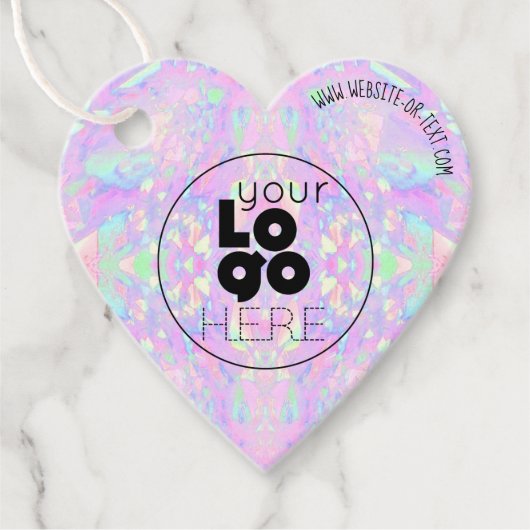 ビジネスロゴオパール虹色ハート形状つるラベル フェイバータグ (正面)