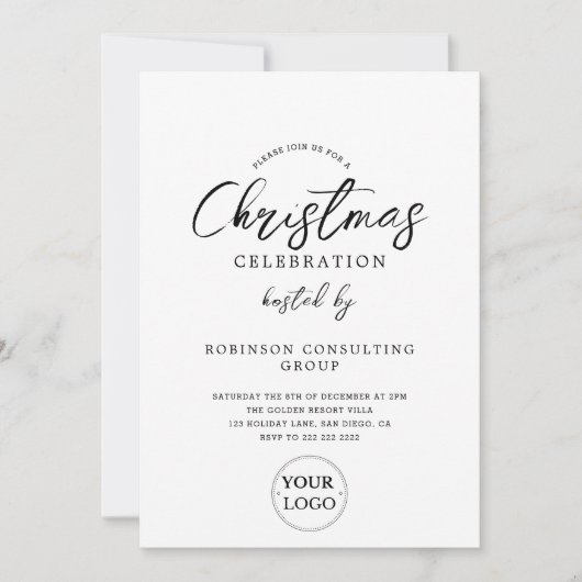 ビジネスロゴオフィス企業のクリスマスパーティー 招待状 (正面)