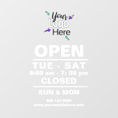 ビジネスロゴカスタムの営業時間記号の追加 ウィンドウサイン (シート)