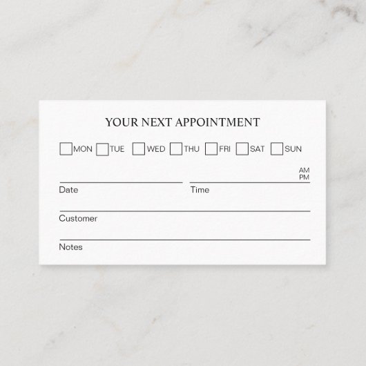 ビジネスロゴカスタムアポイントメントリマインダーカード 名刺 (裏面)