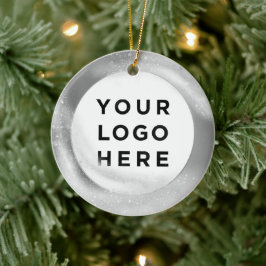 ビジネスロゴカスタムクリスマスシルバー セラミックオーナメント