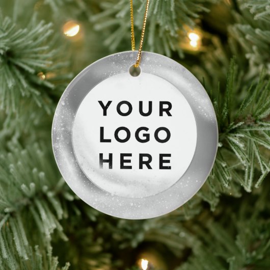 ビジネスロゴカスタムクリスマスシルバー セラミックオーナメント (ツリー)