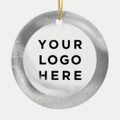 ビジネスロゴカスタムクリスマスシルバー セラミックオーナメント (正面)