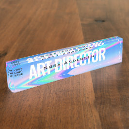 ビジネスロゴカスタムホログラフィーアート デスクネームプレート