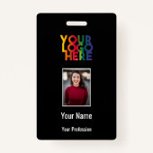 ビジネスロゴカスタム従業員のフォトバーコード名 バッジ (正面)