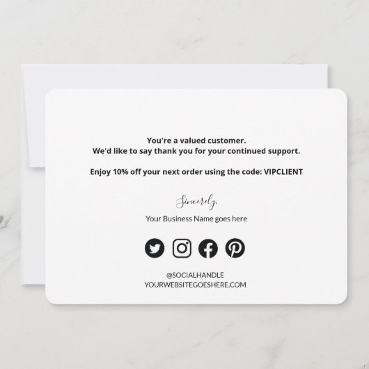 ビジネスロゴクライアントスペシャル10%オファーのカスタム サンキューカード (裏面)
