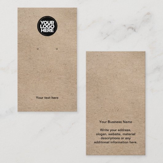 ビジネスロゴクラフトブラウンイヤリング表示カード 名刺 (正面/裏面)