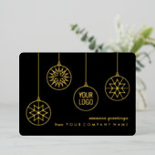 ビジネスロゴクリスマスオーナメントブラックモダン 箔シーズンカード (立ち正面)