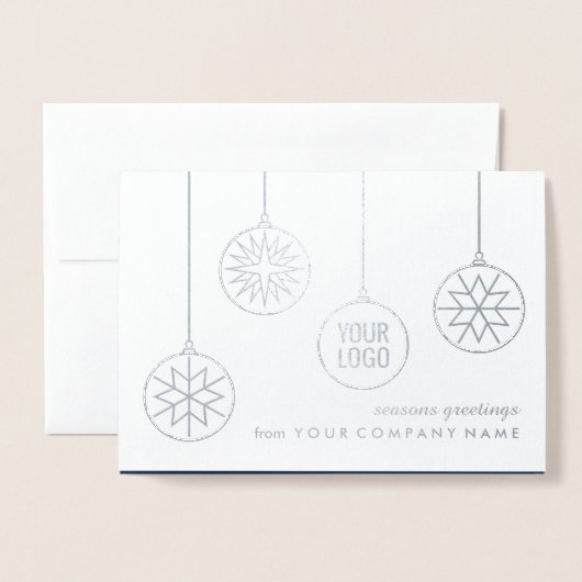 ビジネスロゴクリスマスオーナメントモダン休日 箔カード (封筒付き正面)