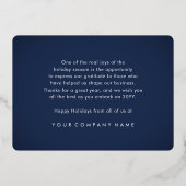 ビジネスロゴクリスマスオーナメントNavy Blue Joy 箔シーズンカード (裏面)