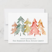 ビジネスロゴクリスマスパインツリーズウォーターカラー シーズンカード (正面)