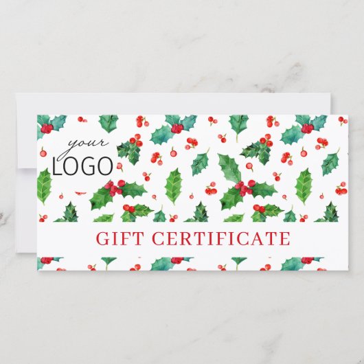 ビジネスロゴクリスマスパターンギフト証明書 (正面)