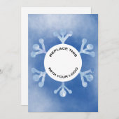 ビジネスロゴクリスマスブルースノーフレークホリデーカー シーズンカード (正面/裏面)