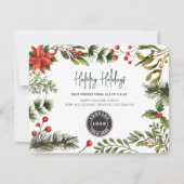 ビジネスロゴクリスマスホリデーズグリーン シーズンカード (正面)