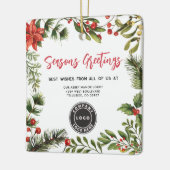 ビジネスロゴクリスマスホリデーズボタニカル セラミックオーナメント (左)