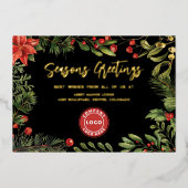 ビジネスロゴクリスマスホリデー企業の金ゴールド 箔シーズンカード (正面)