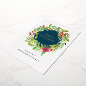 ビジネスロゴクリスマスモダンの水彩リース 箔シーズンカード (回転した状態)