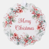 ビジネスロゴクリスマスリース水彩ホリデー オーナメントカード (正面)