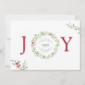 ビジネスロゴクリスマスJOY水カラーリース シーズンカード (正面)