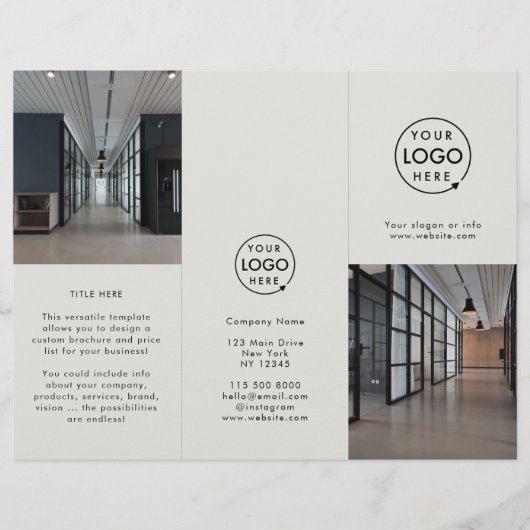 ビジネスロゴグレー3枚フォトパンフレット3 (正面)