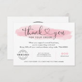 ビジネスロゴサンキューピンクハートサンキューカード 招待状 (正面/裏面)