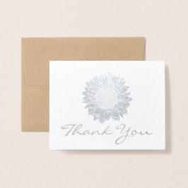 ビジネスロゴシルバーフォイルひまわりサンフラワーありがとう 箔カード