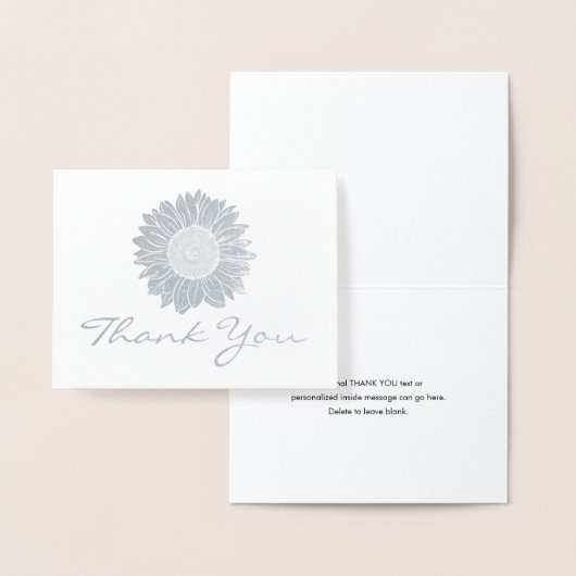 ビジネスロゴシルバーフォイルひまわりサンフラワーありがとう 箔カード (ディスプレー)