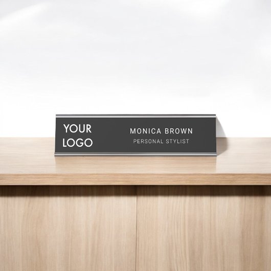 ビジネスロゴシンプルブラック デスクネームプレート