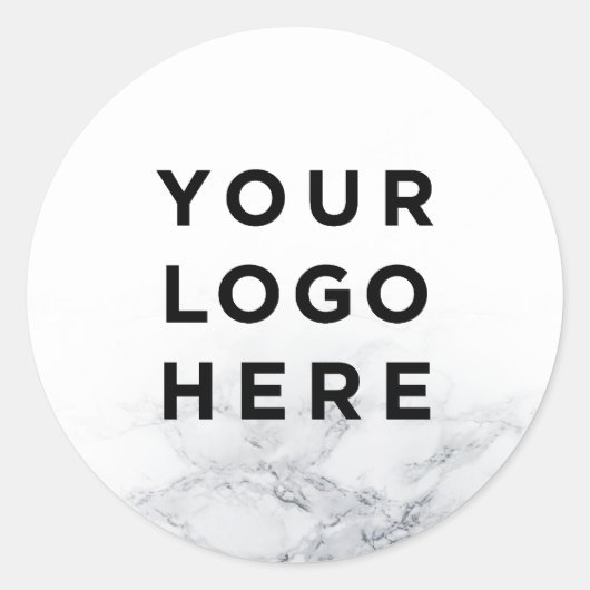 ビジネスロゴシンプルホワイトマーブルステッカー ラウンドシール (正面)
