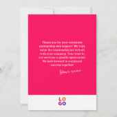 ビジネスロゴシンプルマゼンタサンキューカード 招待状 (裏面)