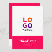 ビジネスロゴシンプルマゼンタサンキューカード 招待状 (正面/裏面)