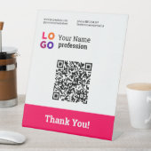 ビジネスロゴシンプルマゼンタQrコード 台座サイン (インサイチュ)