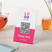 ビジネスロゴシンプルマゼンタQrコード 台座サイン (インサイチュ)