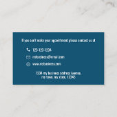 ビジネスロゴシンプルミニマルはっきりしたリストブルー 予約カード (裏面)