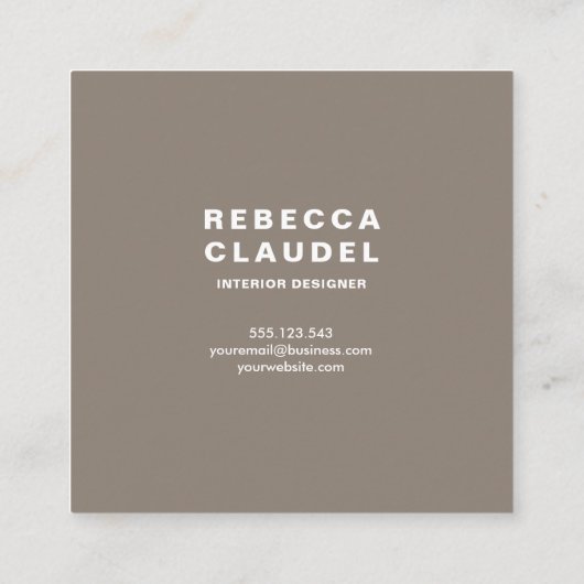 ビジネスロゴシンプルミニマルTaupe Gray スクエア名刺 (裏面)