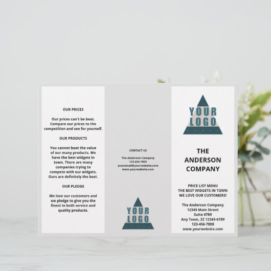 ビジネスロゴシンプルメニュー価格表パンフレット (スタンド正面)