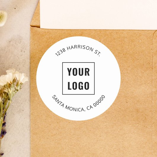 ビジネスロゴシンプル差出人住所 ラウンドシール