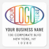 ビジネスロゴシンプル白差出人住所 スクエアシール (正面)