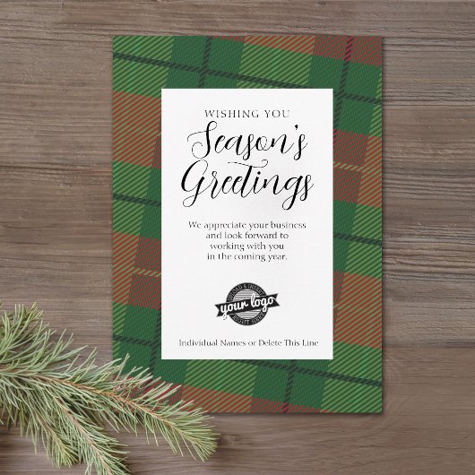 ビジネスロゴシーズンのグリーティンググリーンプレイド シーズンカード
