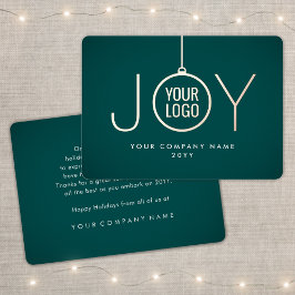 ビジネスロゴジョイクリスマスオーナメントティール（緑がかった色） モダン 箔シーズンカード