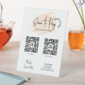 ビジネスロゴスキャンして2つのQRコードクリームベージュ 台座サイン (インサイチュ)